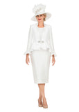 Giovanna G1324 off white silk look skirt suit