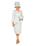 Giovanna G1325 silver asymmetrical skirt suit