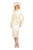 Giovanna G1328 champagne brocade skirt suit