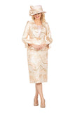 Giovanna G1330 peach brocade skirt suit