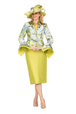 Giovanna G1331 green brocade skirt suit