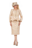 Giovanna G1336 champagne gold lace skirt suit