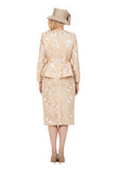 Giovanna G1336 lace champagne gold skirt suit