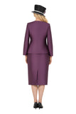 Giovanna G1337 eggplant silky twill skirt suit