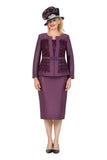 Giovanna G1337 eggplant purple skirt suit