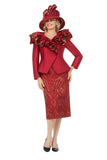 Giovanna G1339 cranberry brocade skirt suit