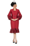 Giovanna G1342 cranberry silky twill skirt suit