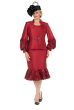 Giovanna G1342 cranbery fringe skirt suit
