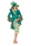 Giovanna G1346 kelly green brocade skirt suit