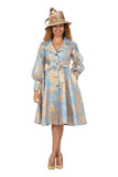 Giovanna G1347 blue brocade midi dress