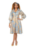 Giovanna G1347 blue brocade midi dress
