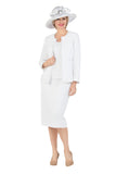 Giovanna S0652 white linen skirt suit