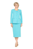 Giovanna S0745 turquoise skirt suit