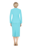 Giovanna S0745 turquoise blue skirt suit
