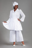 Giovanna 0950 white popcorn pant suit