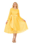 Giovanna D1556 yellow lace midi dress