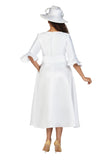 Giovanna D1586 white silky twill maxi dress