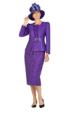 Giovanna G1152 purple lace skirt suit
