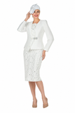 Giovanna G1152 white lace skirt suit