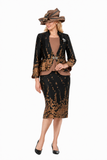 Giovanna G1154 brocade copper skirt suit