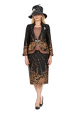 Giovanna G1154 copper brocade skirt suit