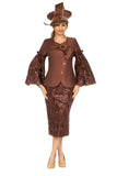 Giovanna G1304 chocolate brown skirt suit