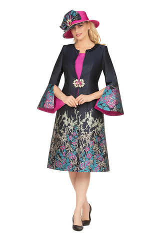 Giovanna G1315 navy blue brocade jacket dress