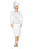 Giovanna G1316 white silky twill skirt suit
