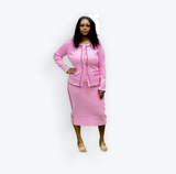 Lily & Taylor 731 Pink Knit skirt suit