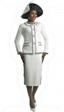 Lily & Taylor 731 Ivory Knit skirt suit