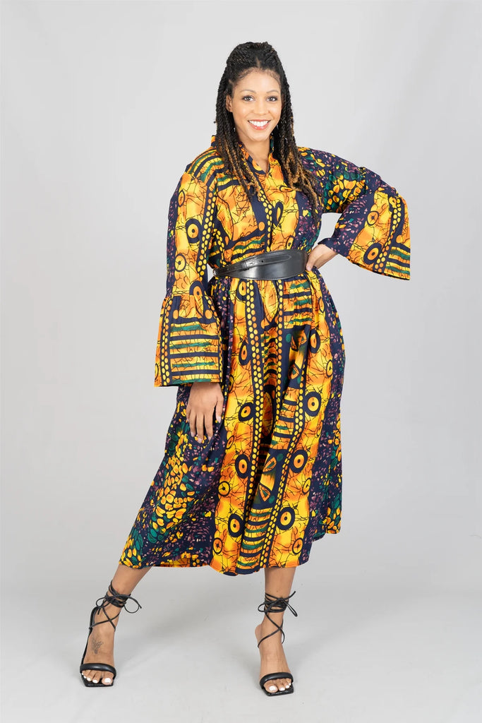 bell sleeve maxi dress pattern Bell Sleeve Maxi & Mini Dress Sewing Pattern