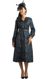 Lily and Taylor 5112 navy blue jacquard maxi dress