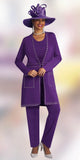 Lily & Taylor 783 purple knit pant suit