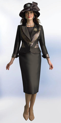 Lily & Taylor 4773 brown skirt suit