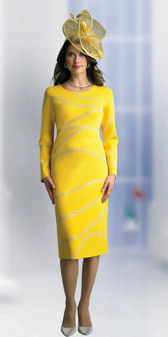 Lily & Taylor 787 yellow knit dress