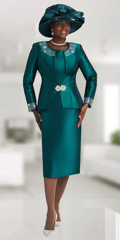 Lily & Taylor 3800 hunter green skirt suit