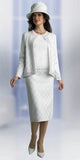 Lily & Taylor 793 white knit skirt suit