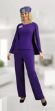 Lily & Taylor 4429 purple cape pant suit