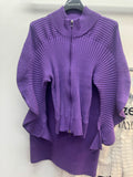 Lily & Taylor 887 purple knit skirt suit