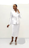Serafina 4203 white skirt suit