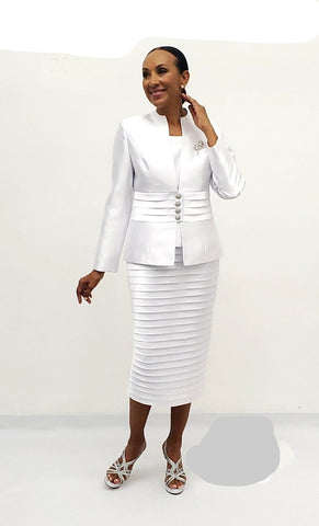Serafina 4203 white skirt suit
