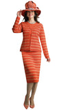 Lily & Taylor 747 orange knit skirt suit