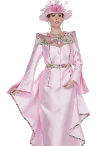 Elite Champagne 5861 pink satin skirt suit