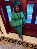 Donna Vinci 12298 green skirt suit