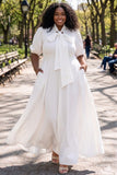 Ivory Solid Long Puff Sleeve Dress
