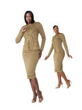Kayla Knit 5348 olive green skirt suit