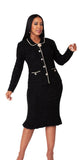 Kayla Knit 5378 black skirt suit