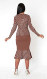 Kayla knit 5396 brown skirt suit