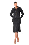 Kayla 51002 black metallic skirt suit