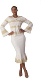 Kayla 5323 ivory knit skirt suit
